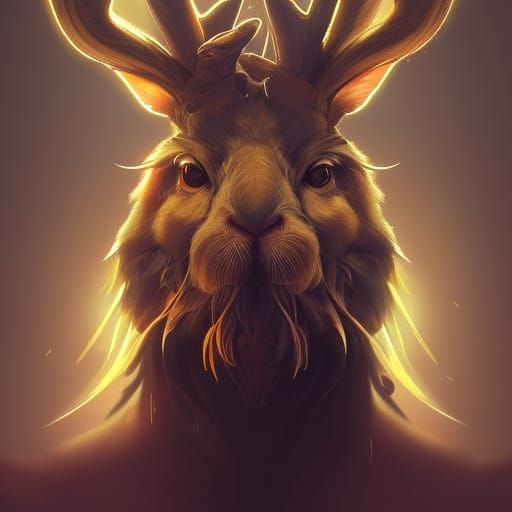 Detailed Jackalope Portrait in Trending Art Style