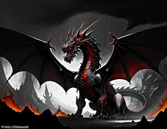 Fiery Dragon in Dynamic Fantasy Art Style