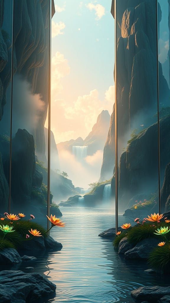 Ethereal Realm Through Towering Glass