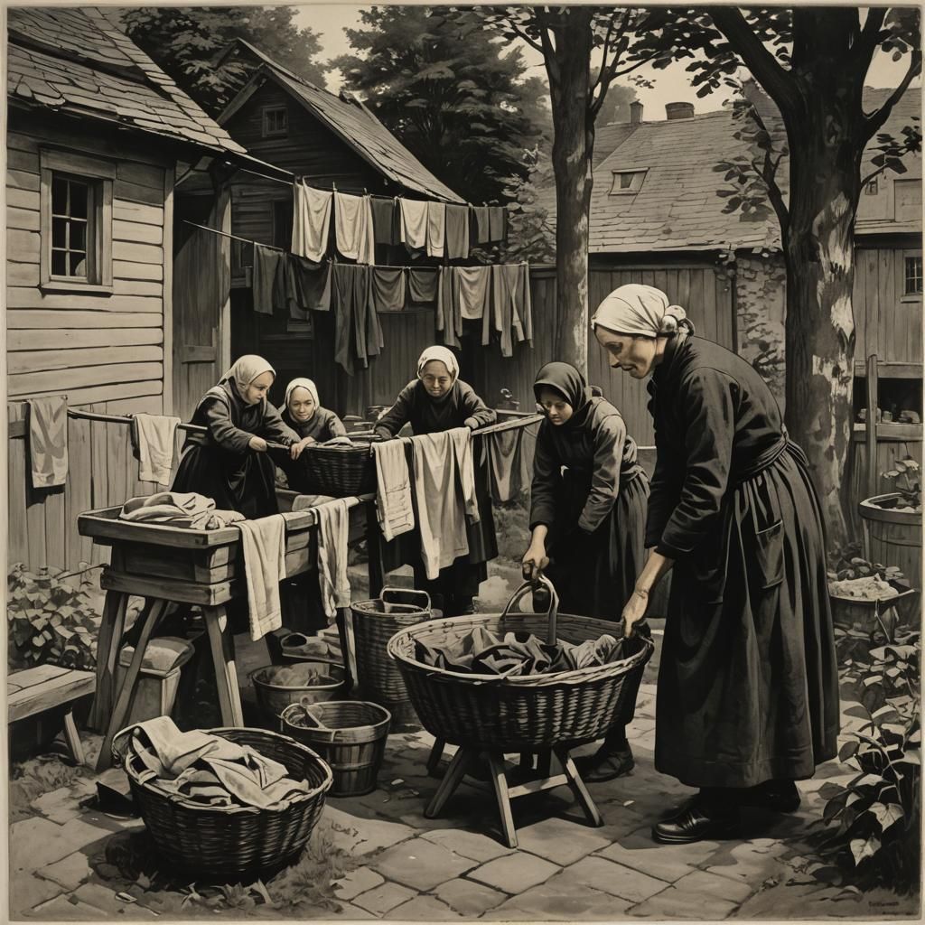 Backyard Scene in Expressionist Style