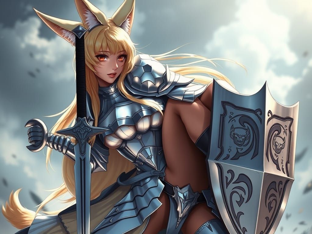 Ethereal Warrior in Futuristic Armor