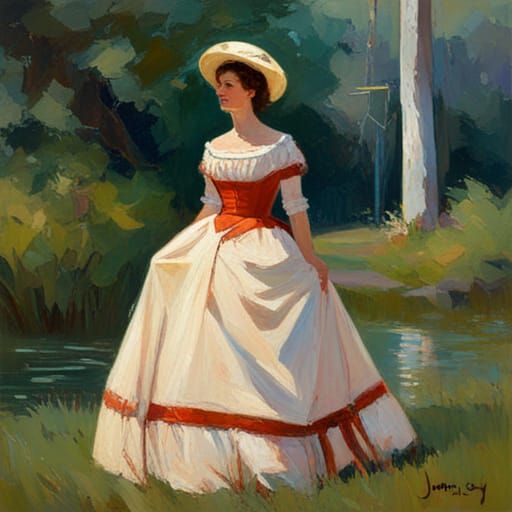 Southern Belle Portrait in Oil Painting Style