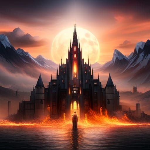 Burning Castle Digital Matte Painting