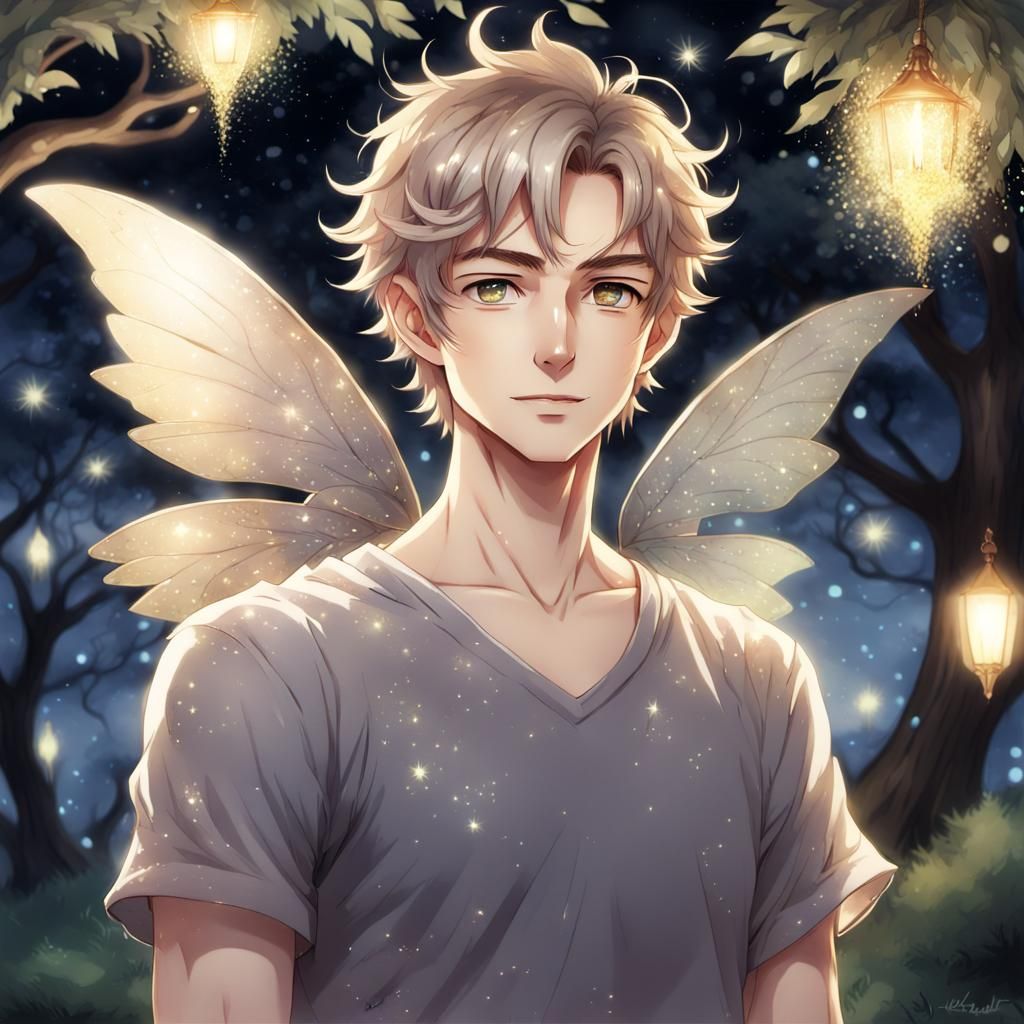Handsome Faerie Male Portrait in Anime Style
