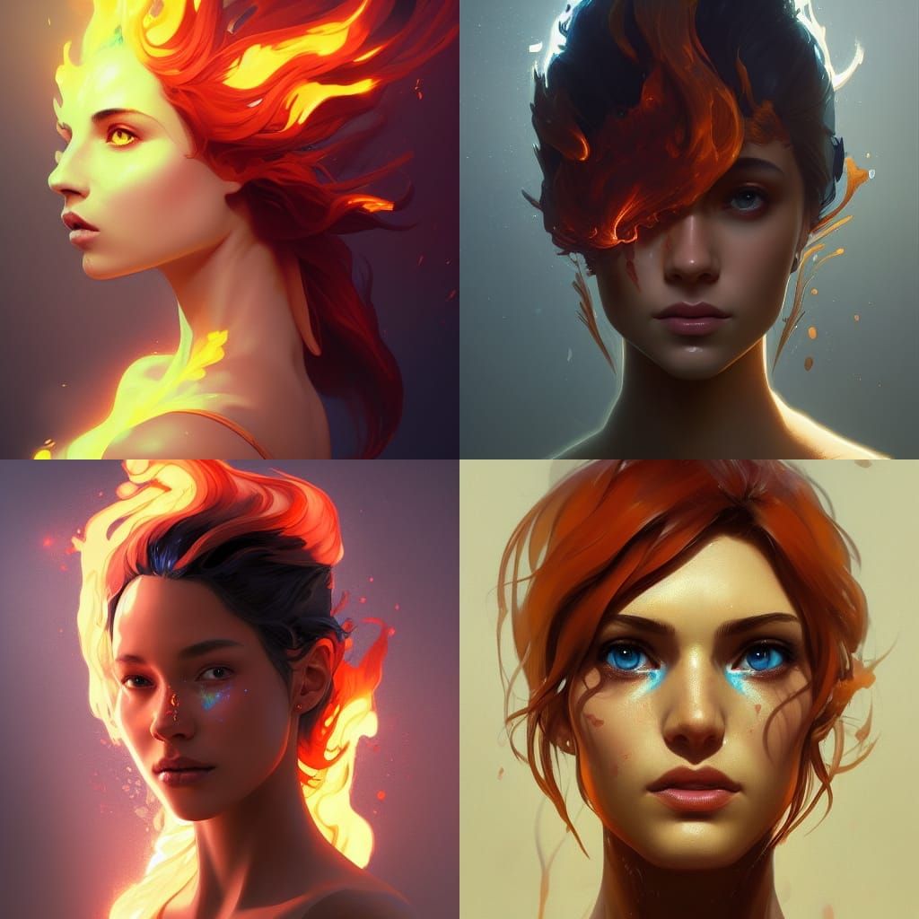 Fiery Portrait in Hyperdetailed Art Style