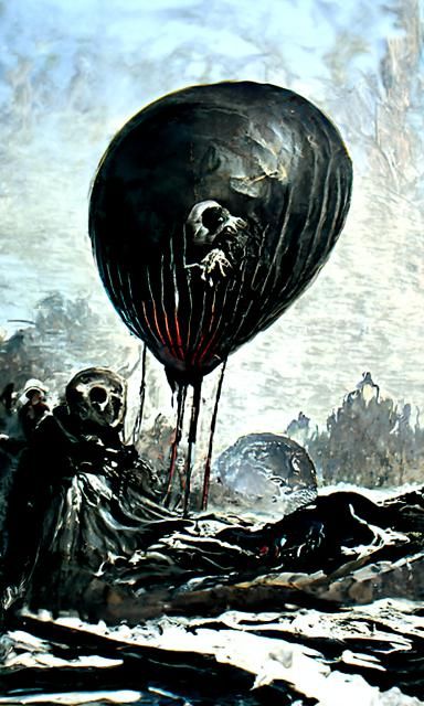 Terrifying Death Balloon in Gothic Horror Style