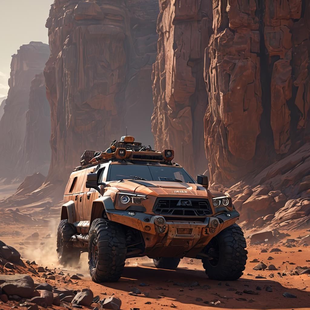 Astronaut on Mars in a Dark Fantasy Concept Art