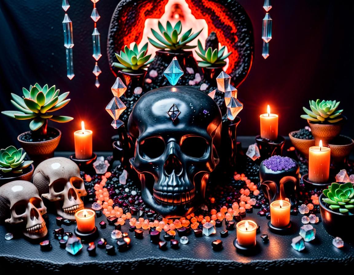 Goddess Altar with Magma Skull and Runes