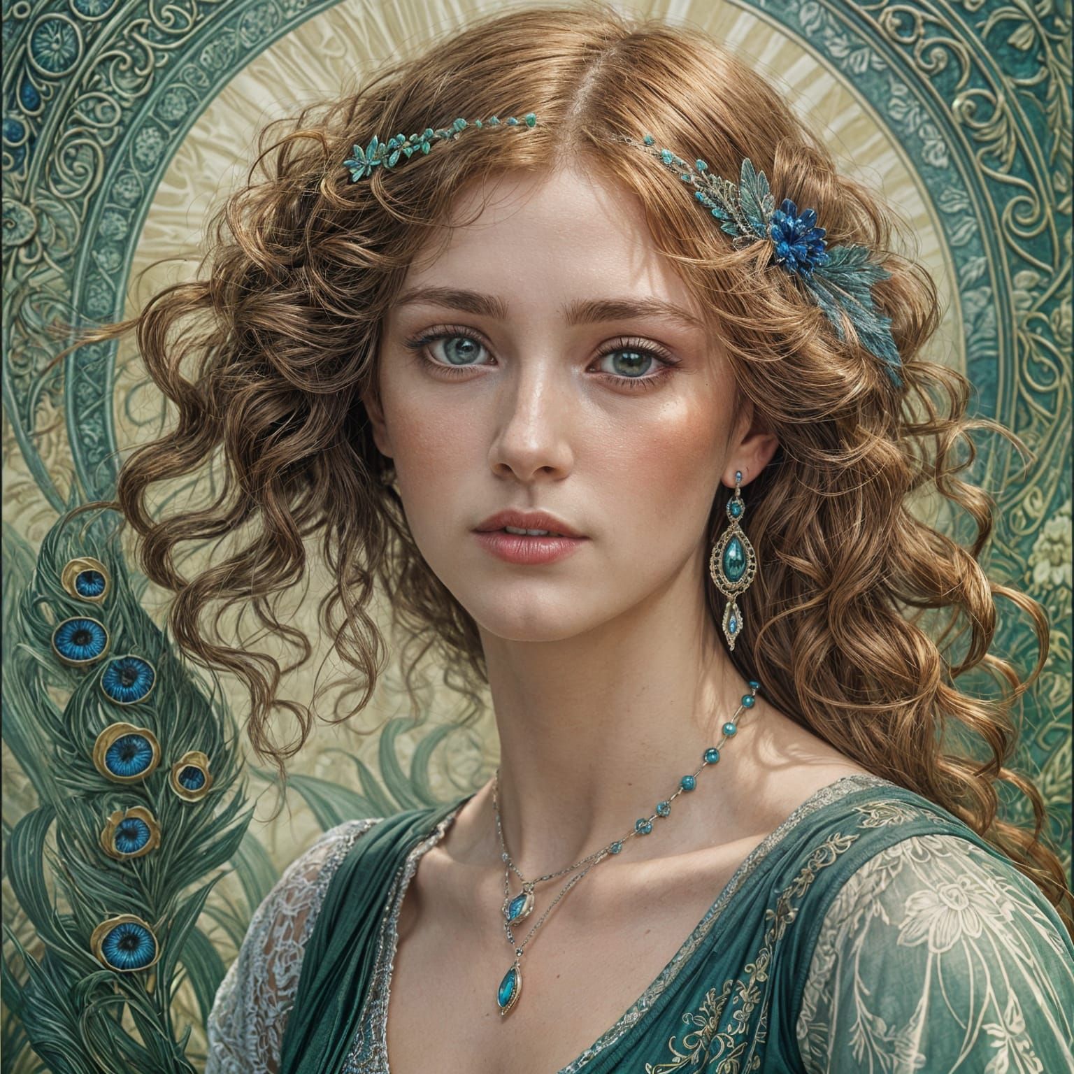 Art Deco Woman in Watercolor Portrait