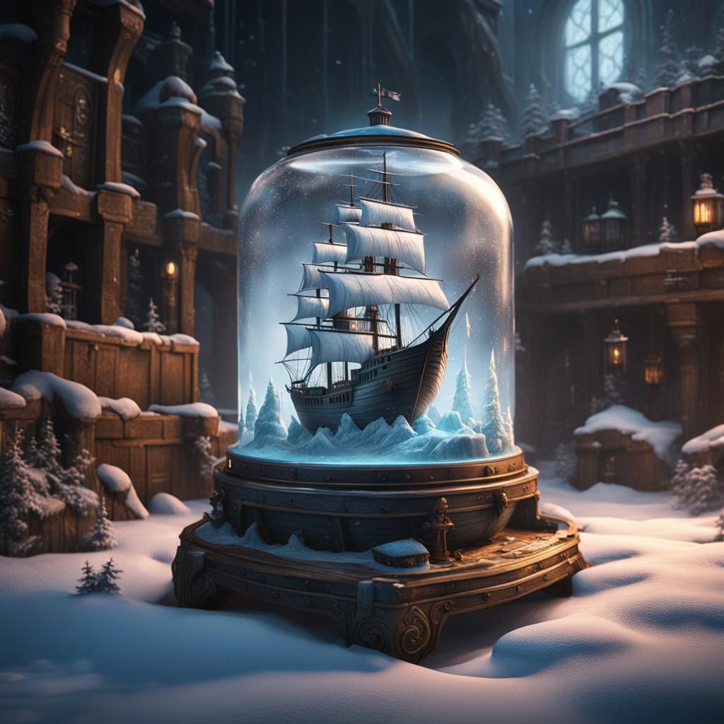 Frozen Ship in a Jar: Detailed Matte Painting