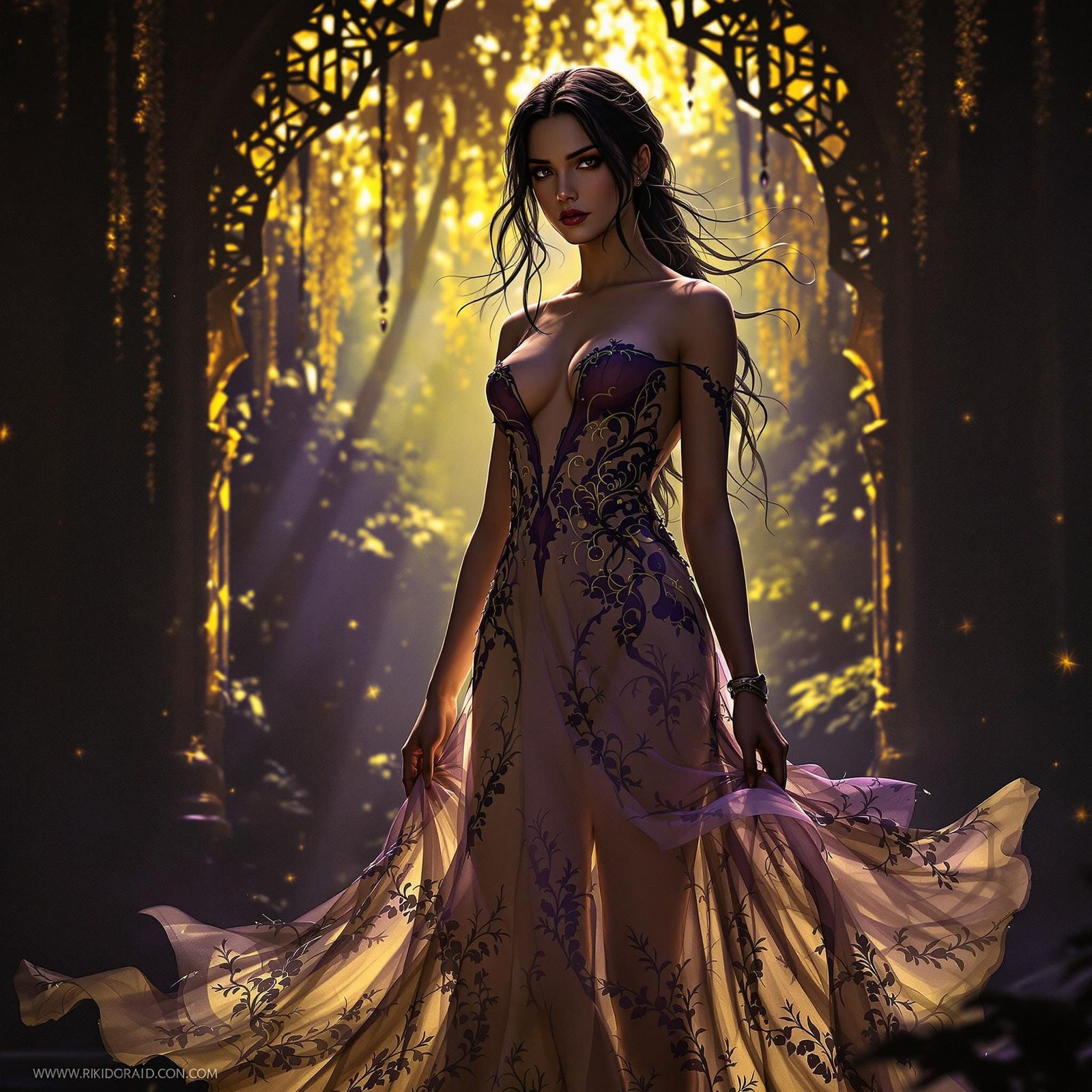 Lara Croft in Dark Fantasy Gown
