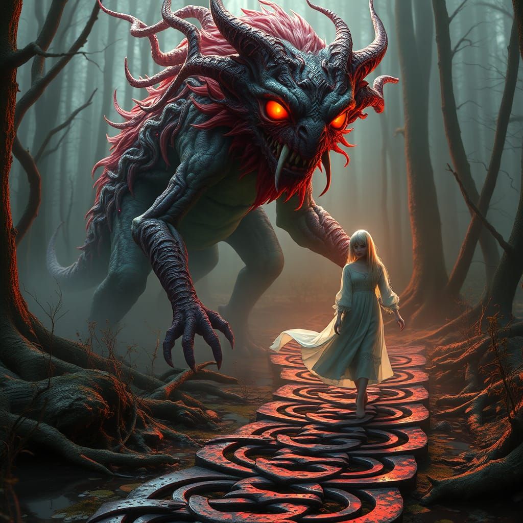 Celtic Monster and Banshee in Scandinavian Swamp