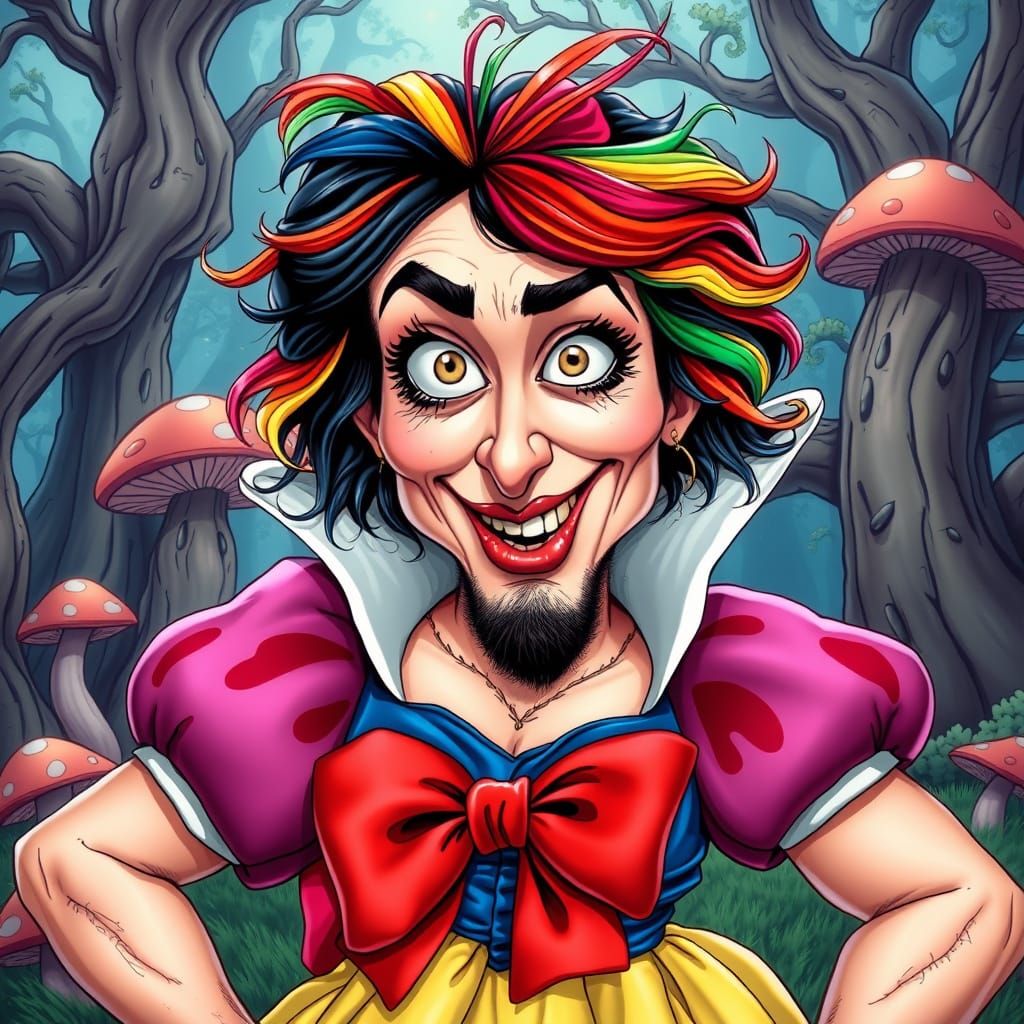 Surreal Trans Snow White Cartoon Parody in Grotesque Comic S...