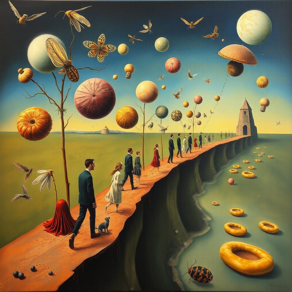 Surreal Allergen Parade in Dali-esque Oil Painting