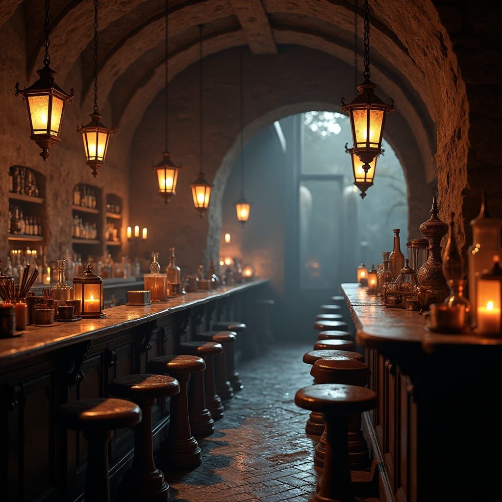 Mystical Bar: Utensil Maintenance in Matte Painting Style