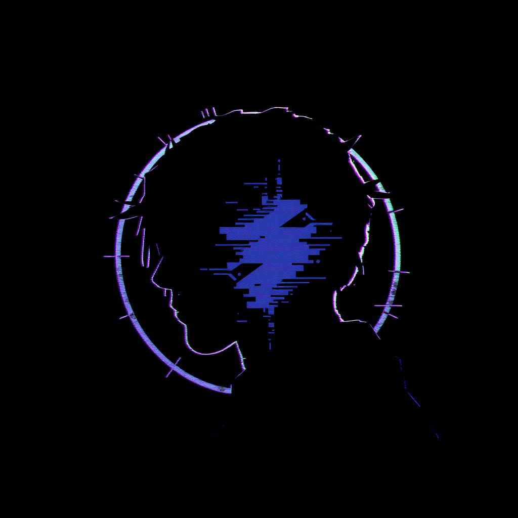 Gojo in Vibrant Cyberwave Silhouette Art