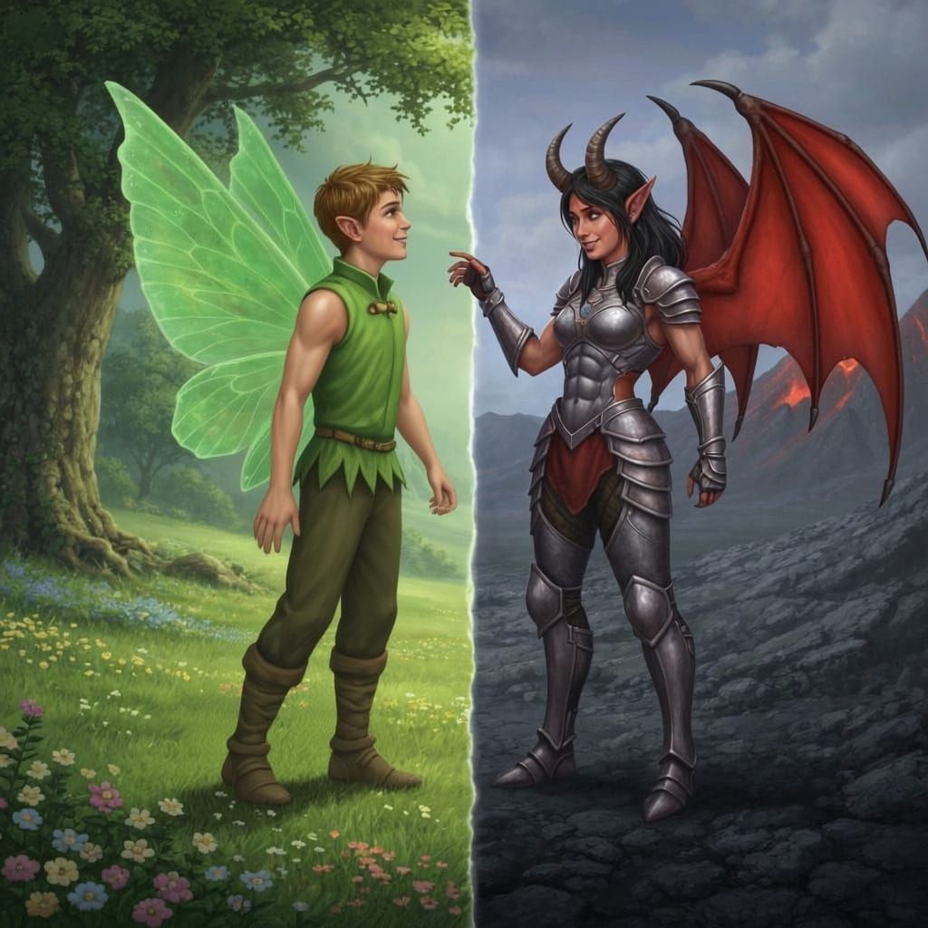 Divided Landscape: Fairy and Demon Meet