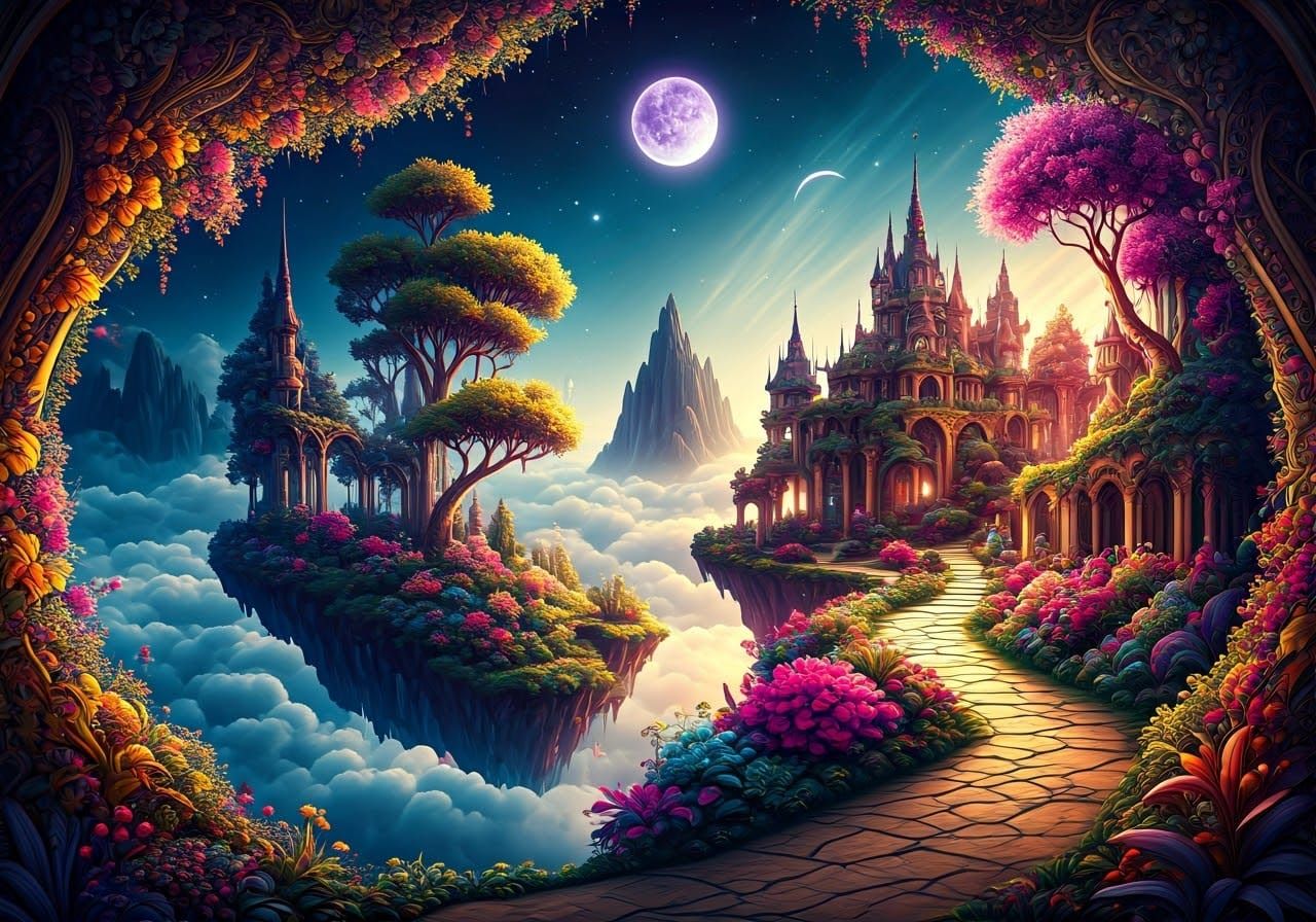 Dreamy Fairyland in the Clouds: A Fantasy Illustration