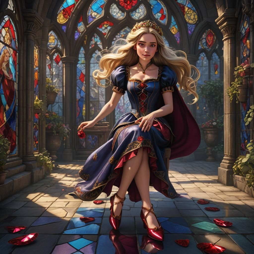 Rapunzel in Stained Glass Slippers: Fantasy Art