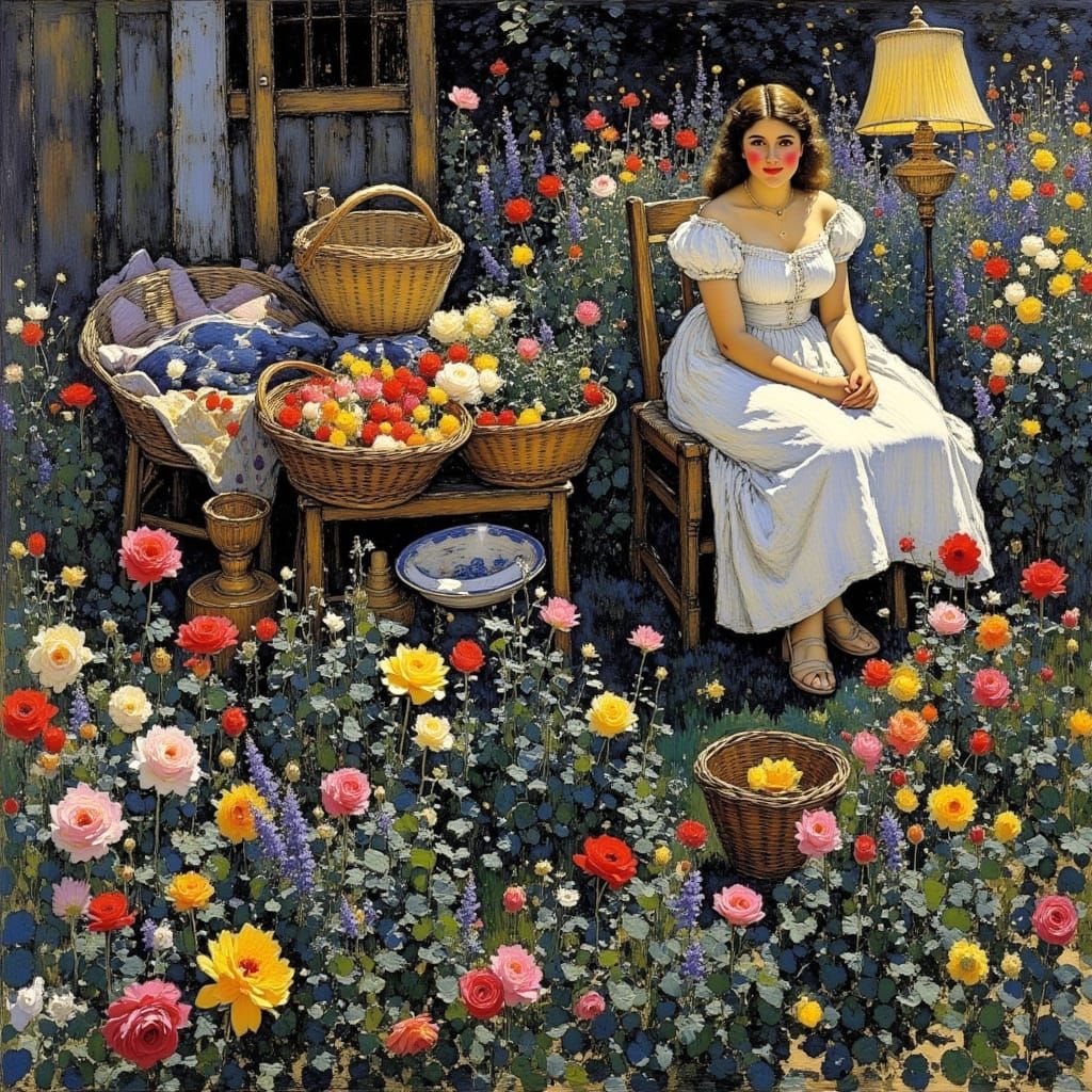 Smiling Woman Portrait in Impressionist Oil Style