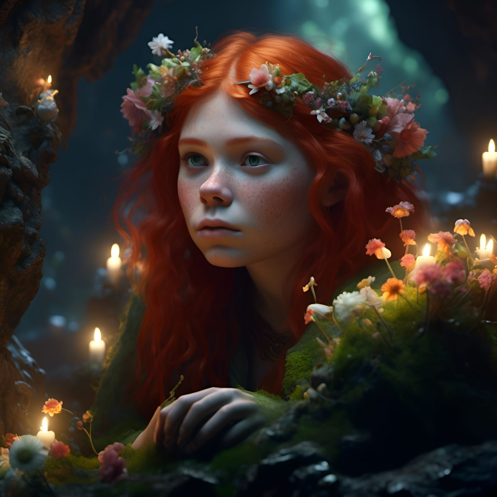 Worried Elf Princess Lost in Goblin Cave