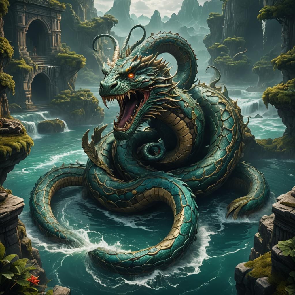 Mythic Serpent Emerges from Deep Waters