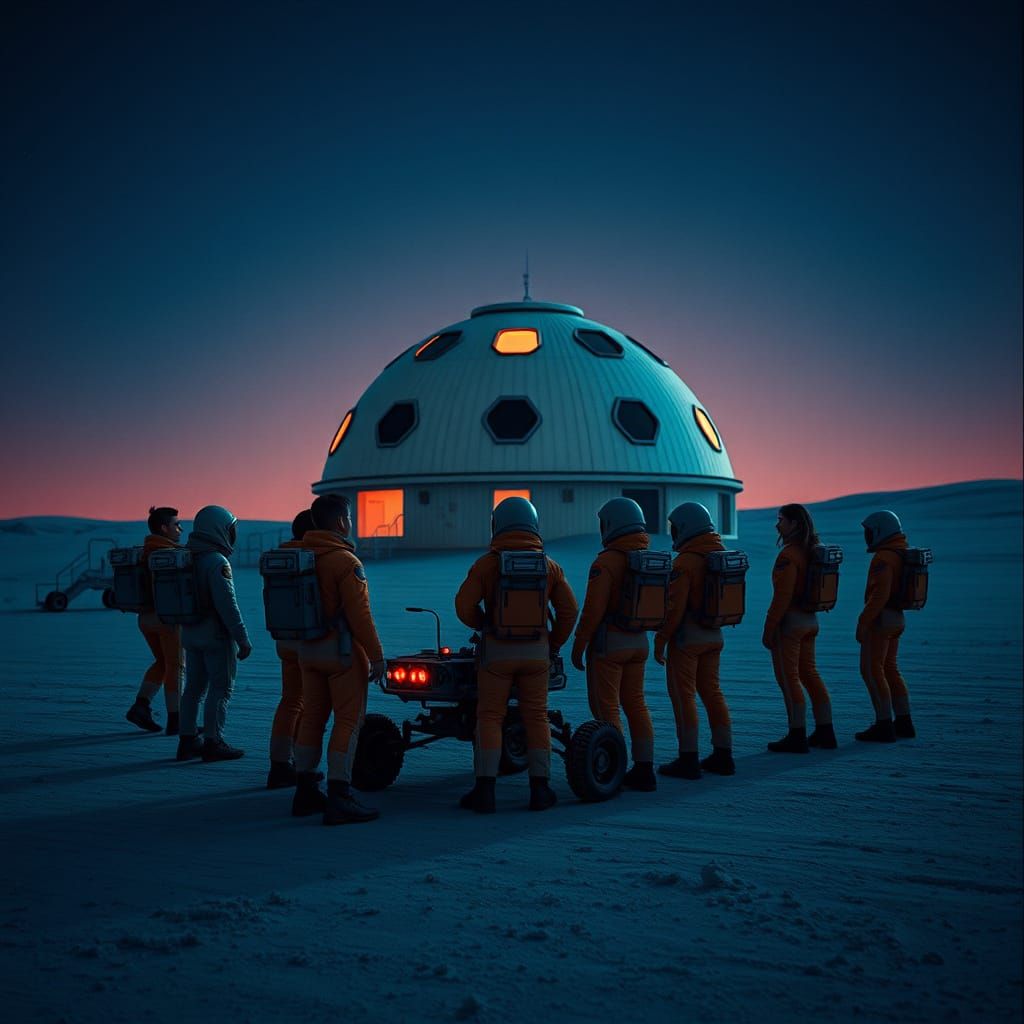 Astronaut Teens on Mars in Cinematic Style