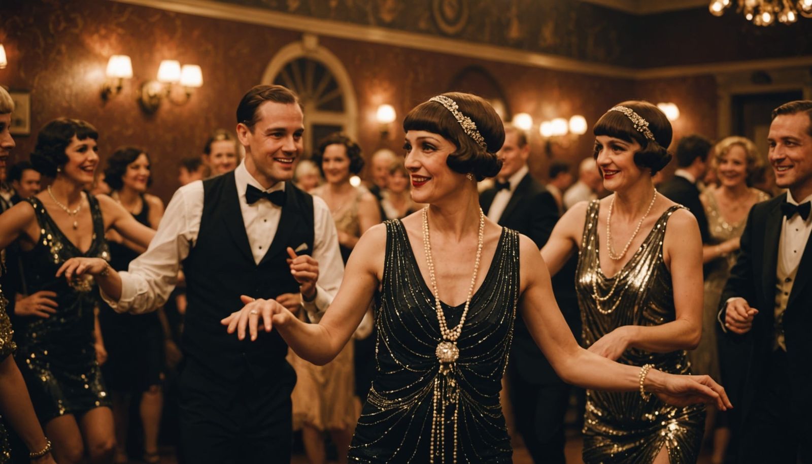 Flappers Dancing the Charleston in Speakeasy