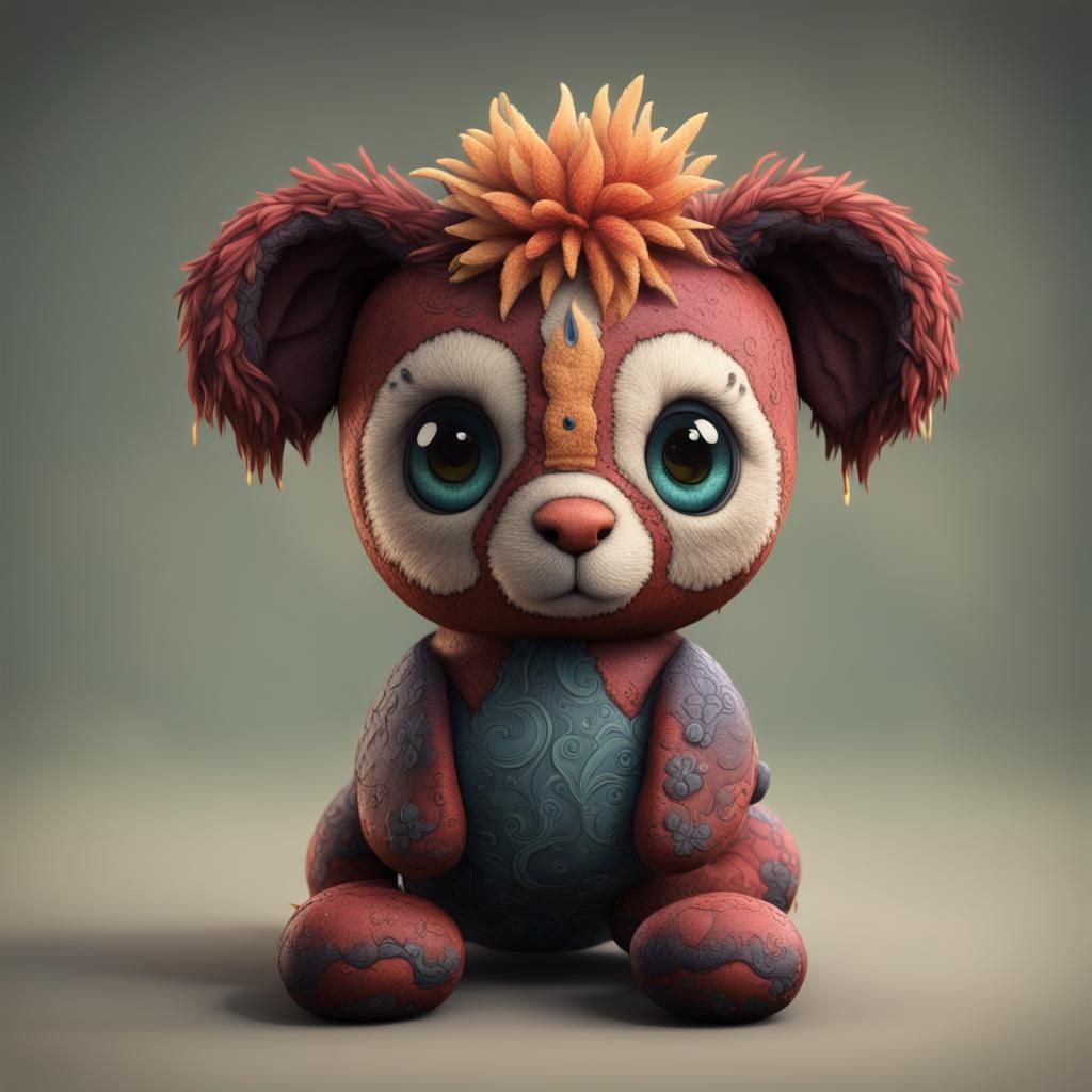 Cute Stuffed Animal: Detailed Matte Painting