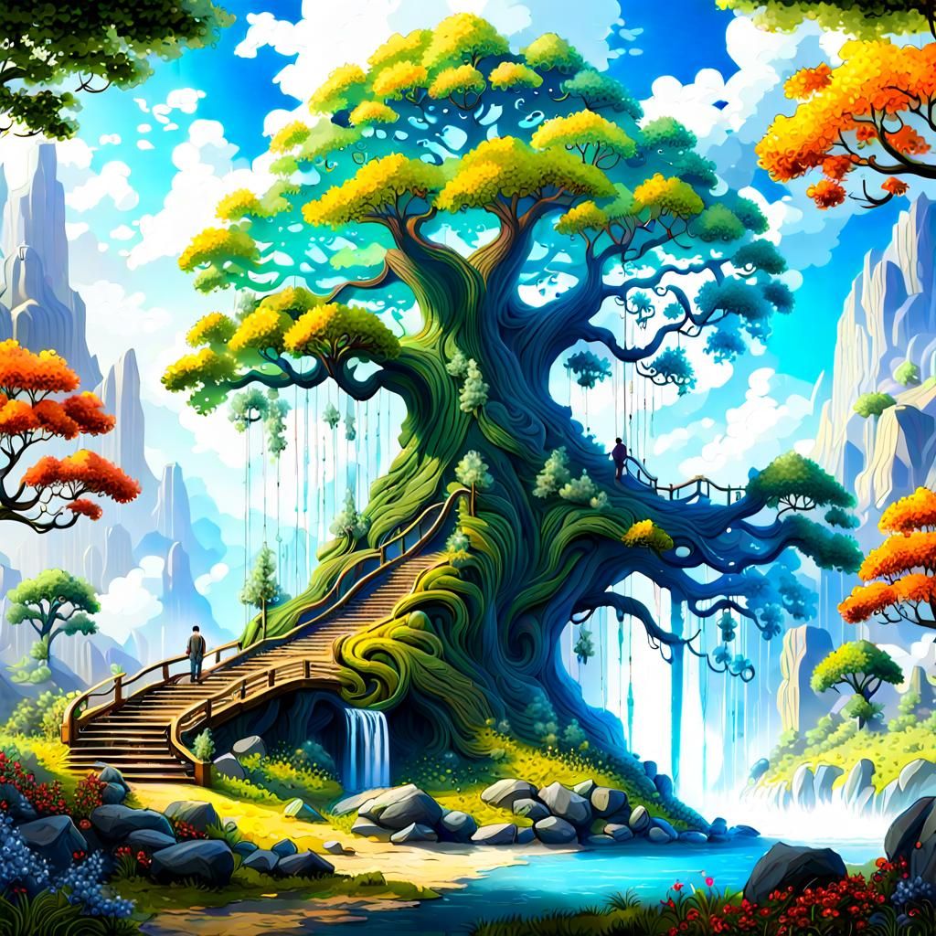 Fantasy Tree in Paradise: Detailed Matte Painting