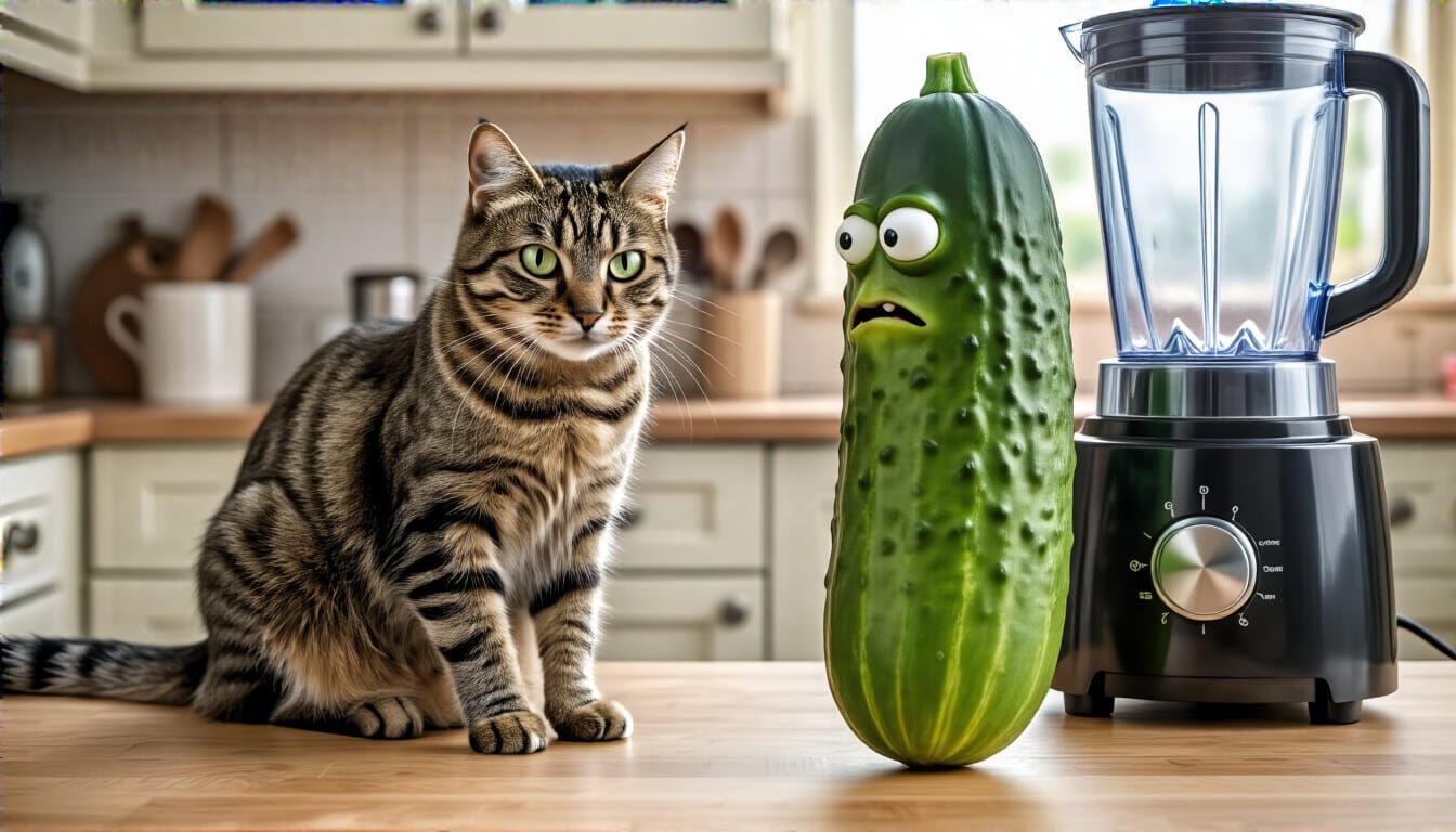 Cat and Cucumber Partner on a Mission
