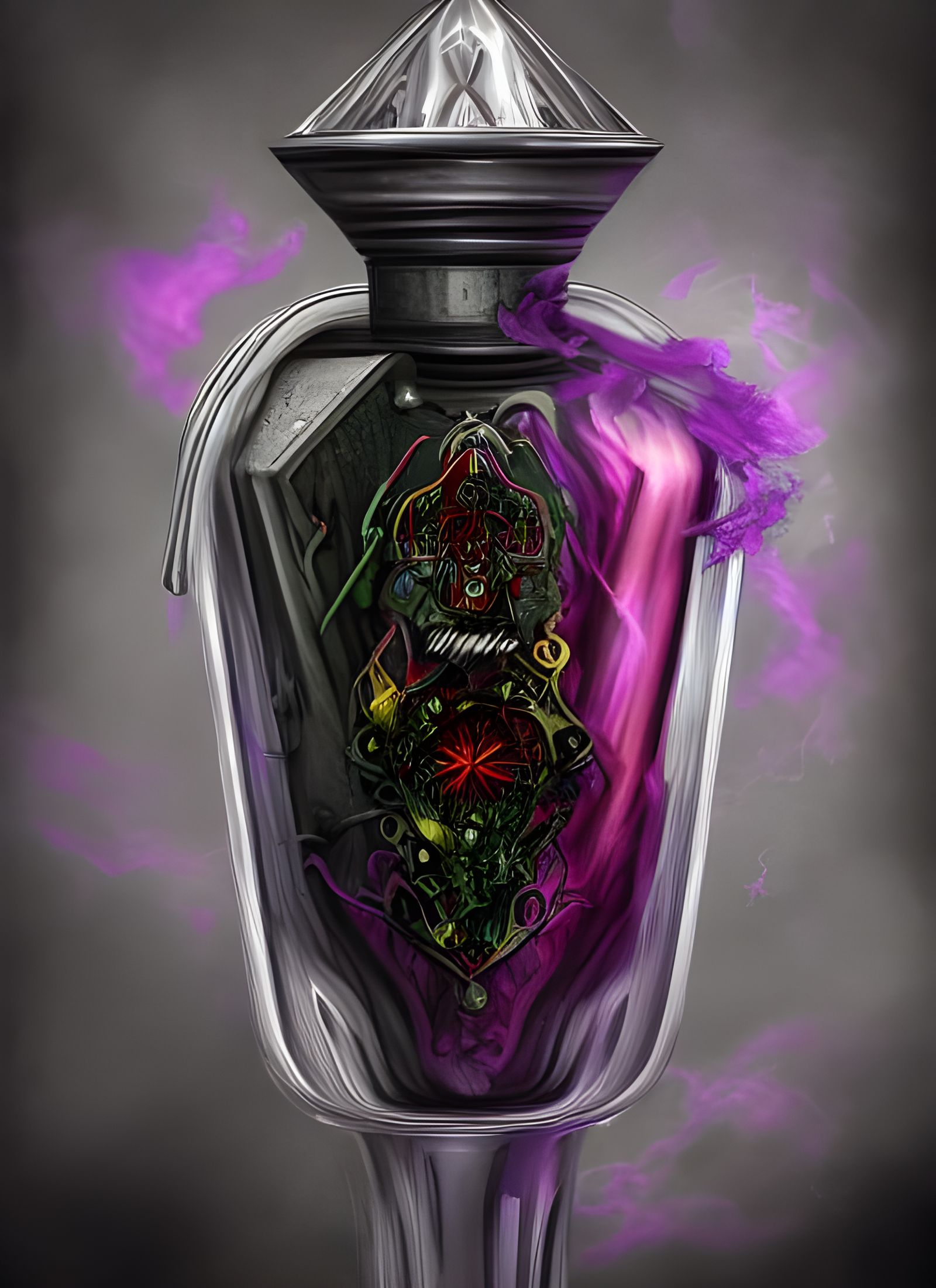 Sinister Magical Potion in Glass Vial, Hyper-Realistic