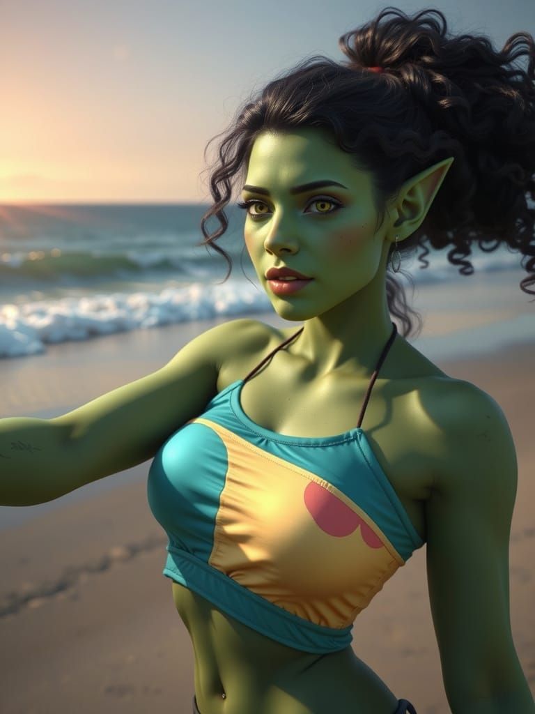 Beautiful Orc Selfie on a Sunny Beach