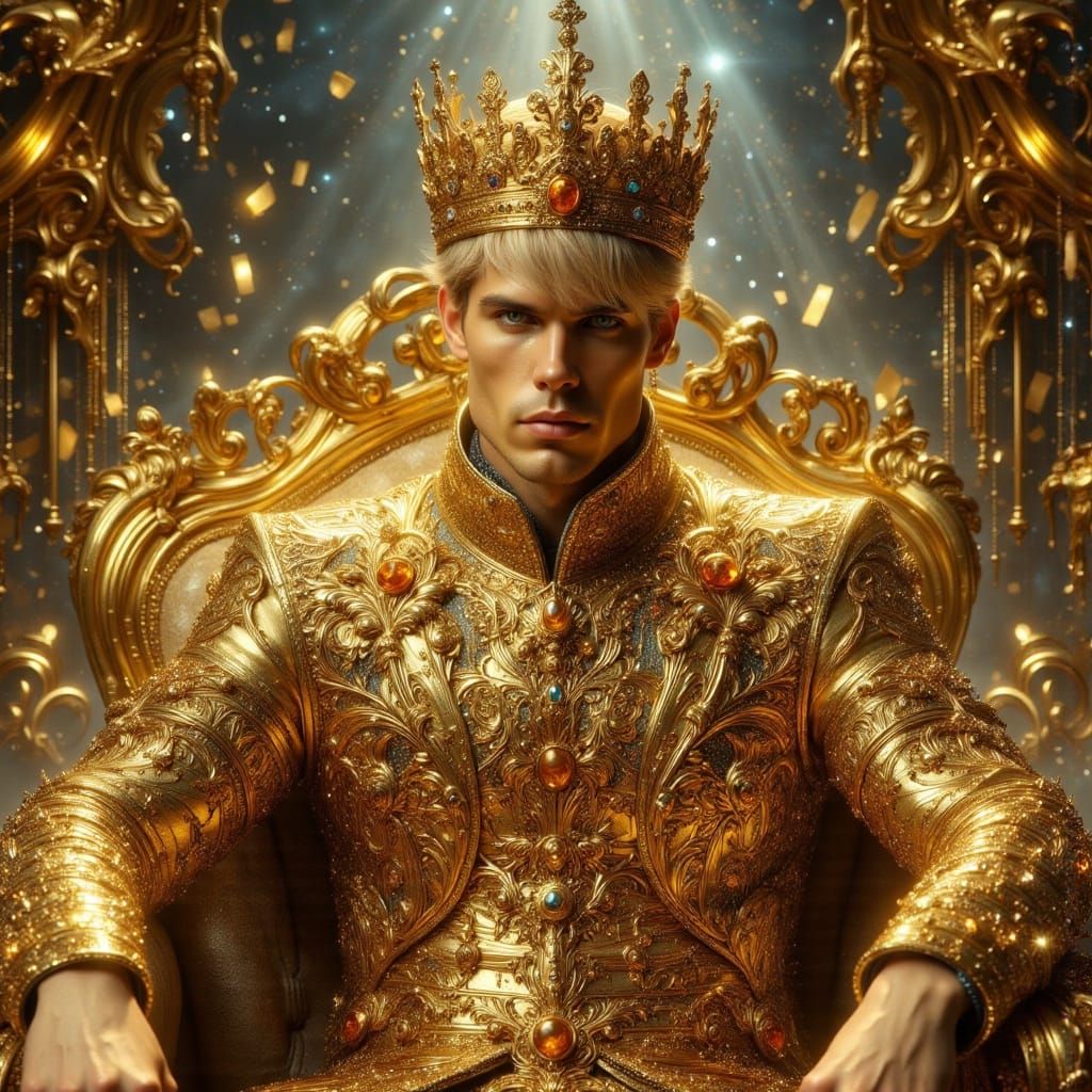 King in Art Nouveau Punk Style with Gold Accents