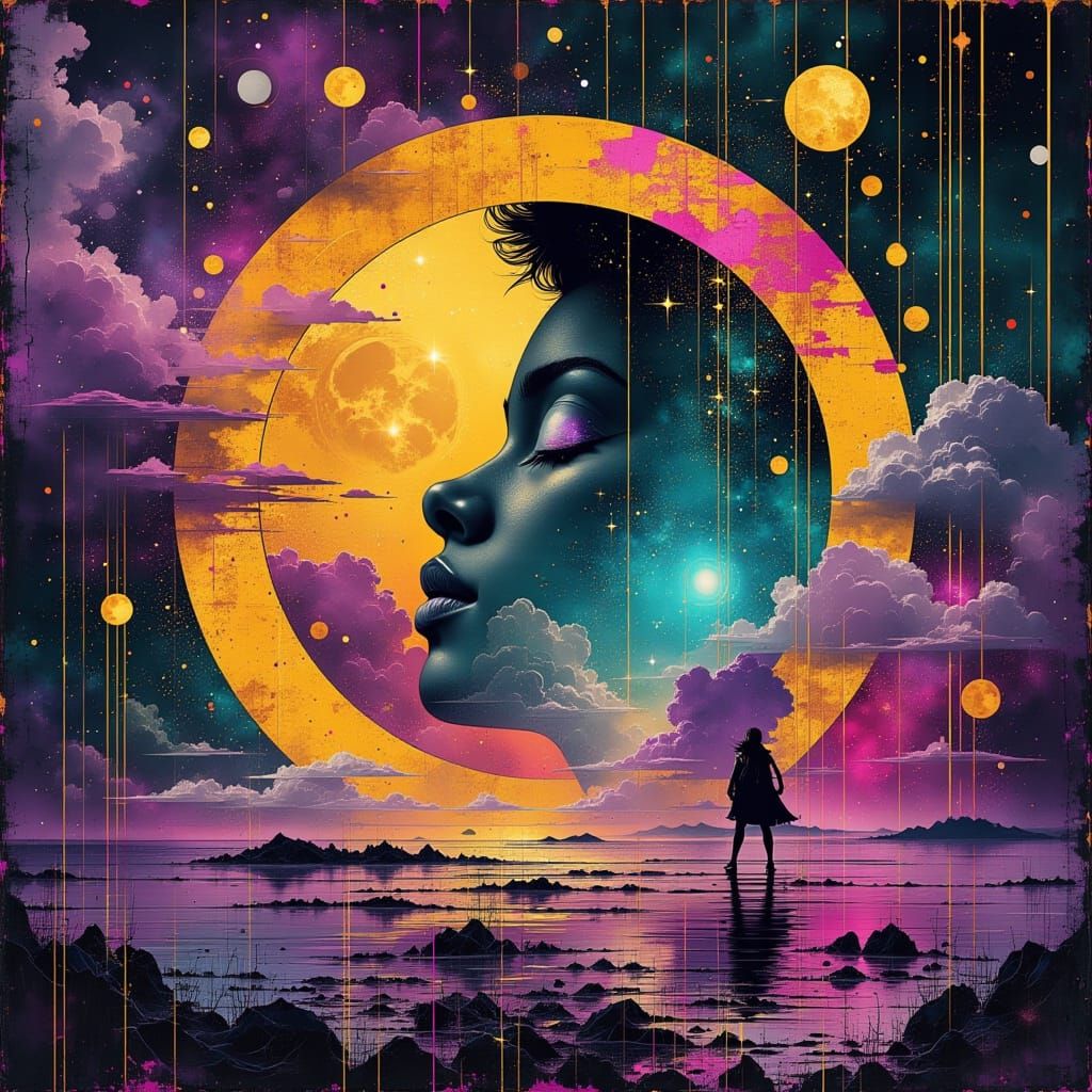 Celestial Cosmic Mixer in Dreamy Lunar Setting