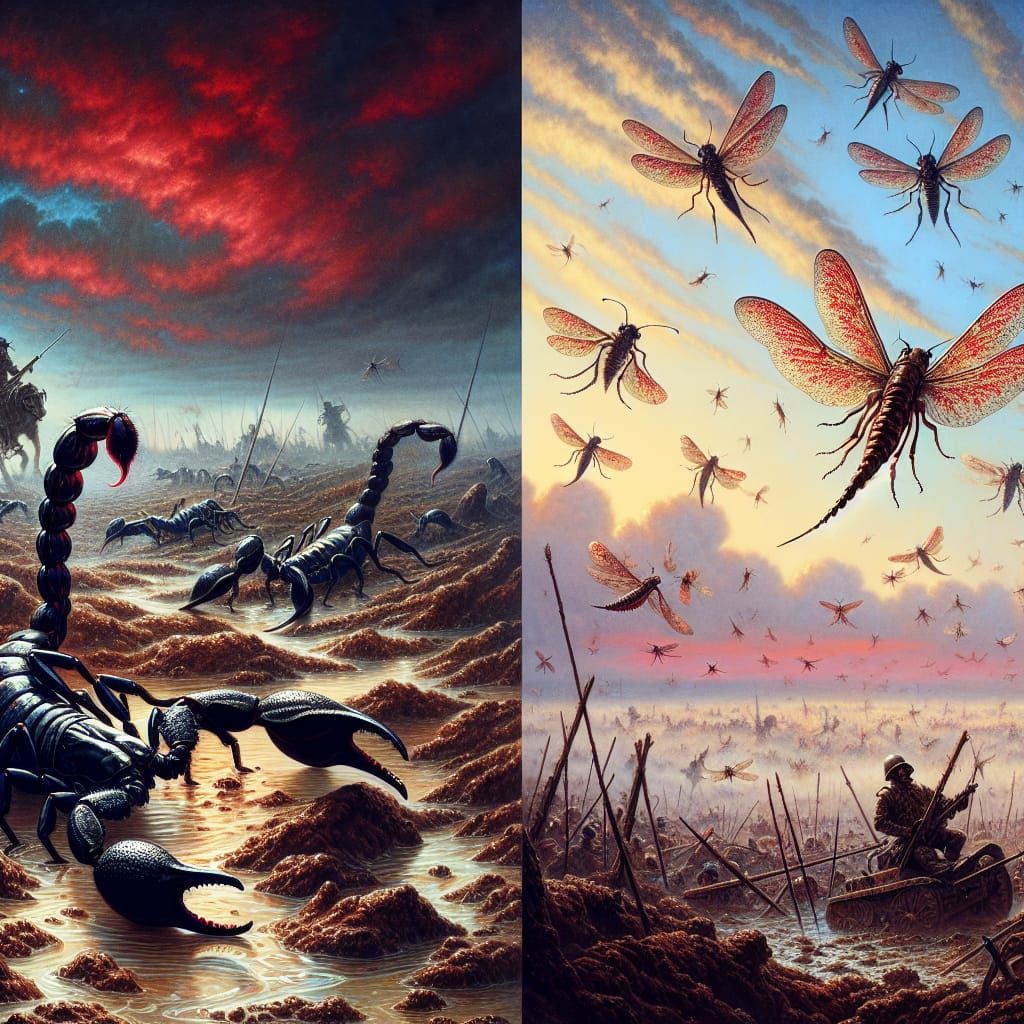Scorpions and Locusts on a Martian Battlefield
