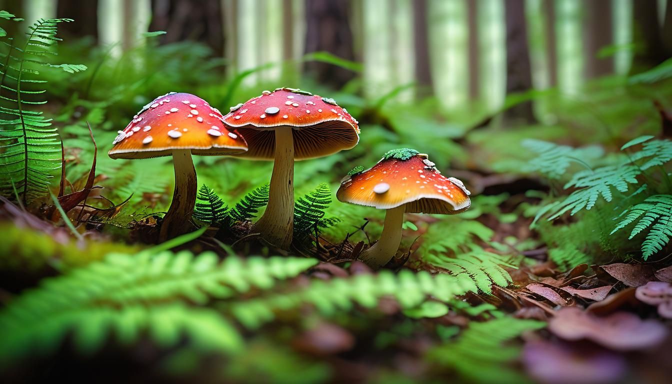 Impressionist Mushroom Bloom: A Macro Forest Floor