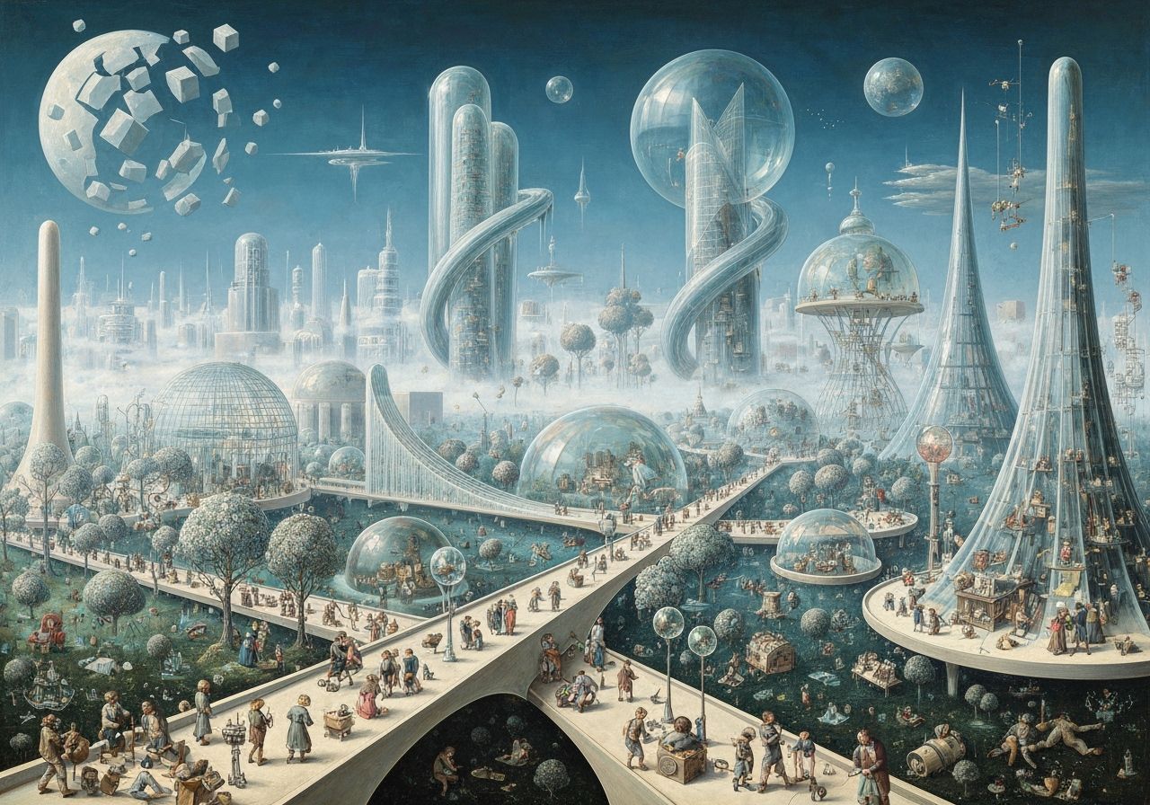 Surreal Futuristic Dream City with Curvilinear Architecture