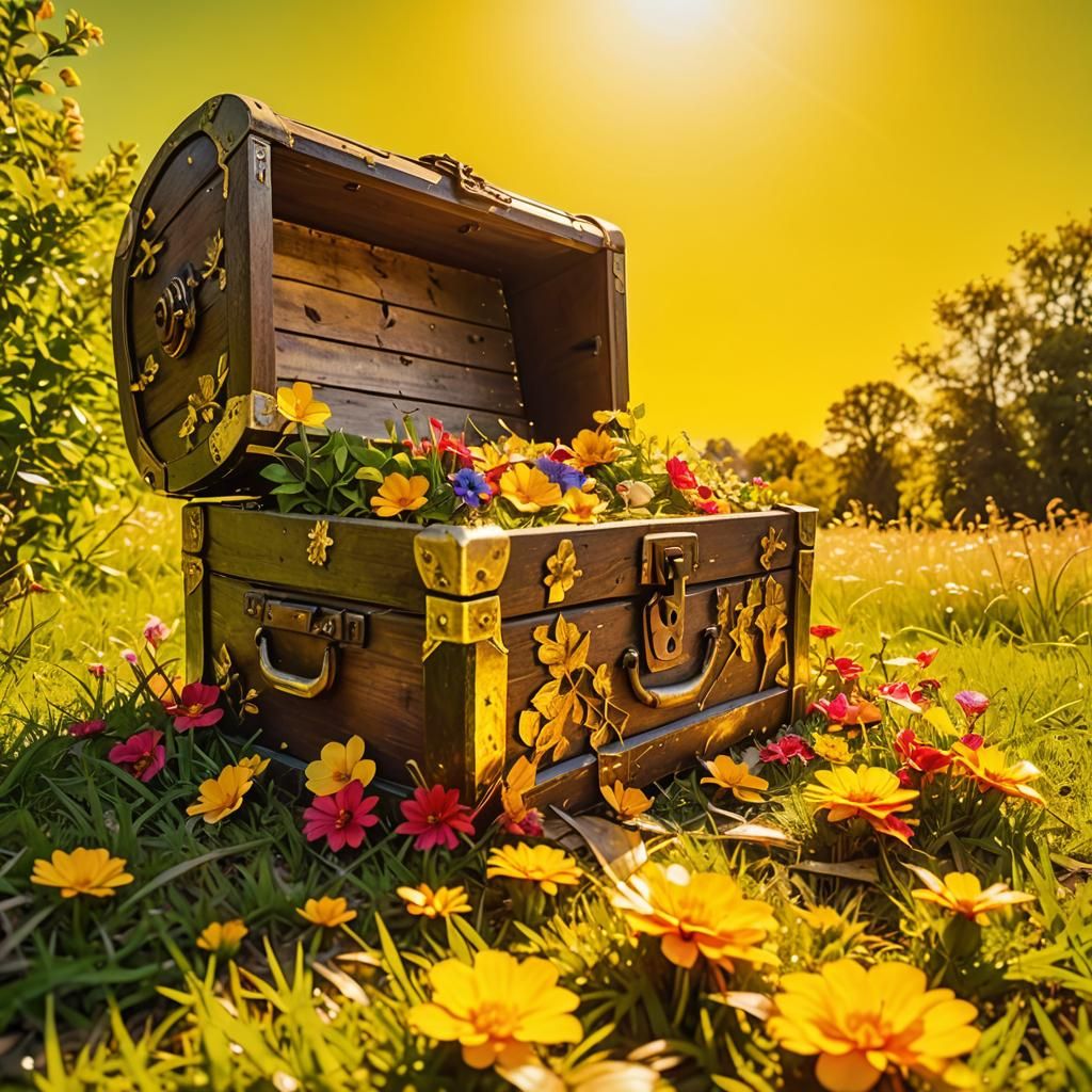 Antique Chest Overflows with Sparkling Flowers