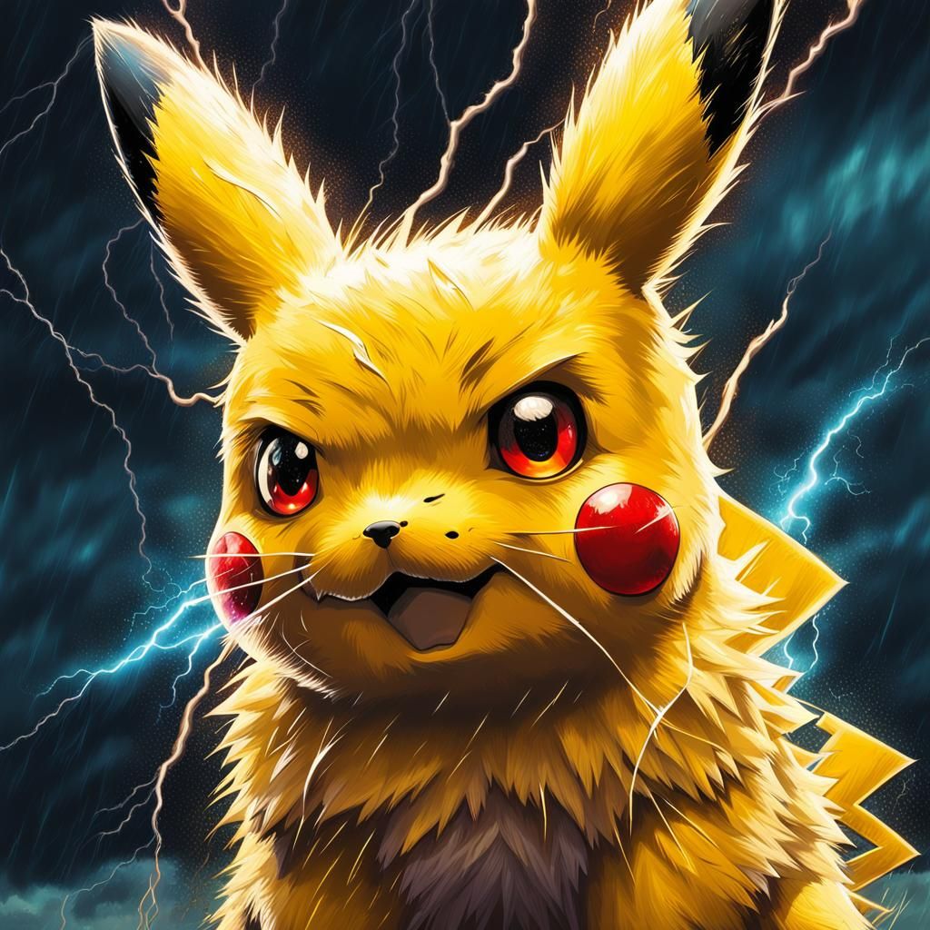 Hyperrealistic Pikachu Portrait in Retro Ambiance