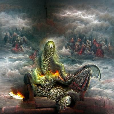 Apocalyptic God with Tentacles in Horror Style