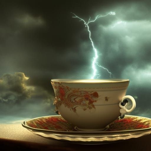 Dramatic Storm in a Teacup Digital Painting
