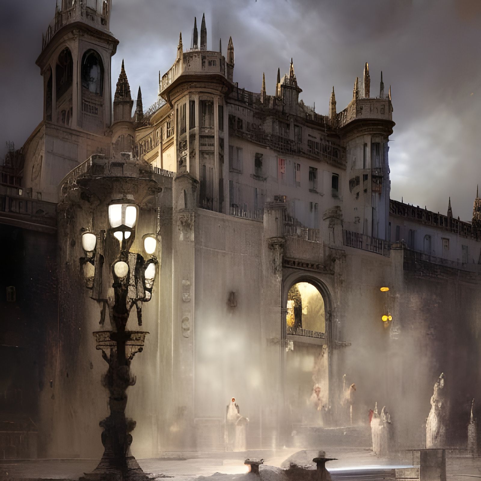 with highly detailed concept art of a Hearst Castle. insanel...