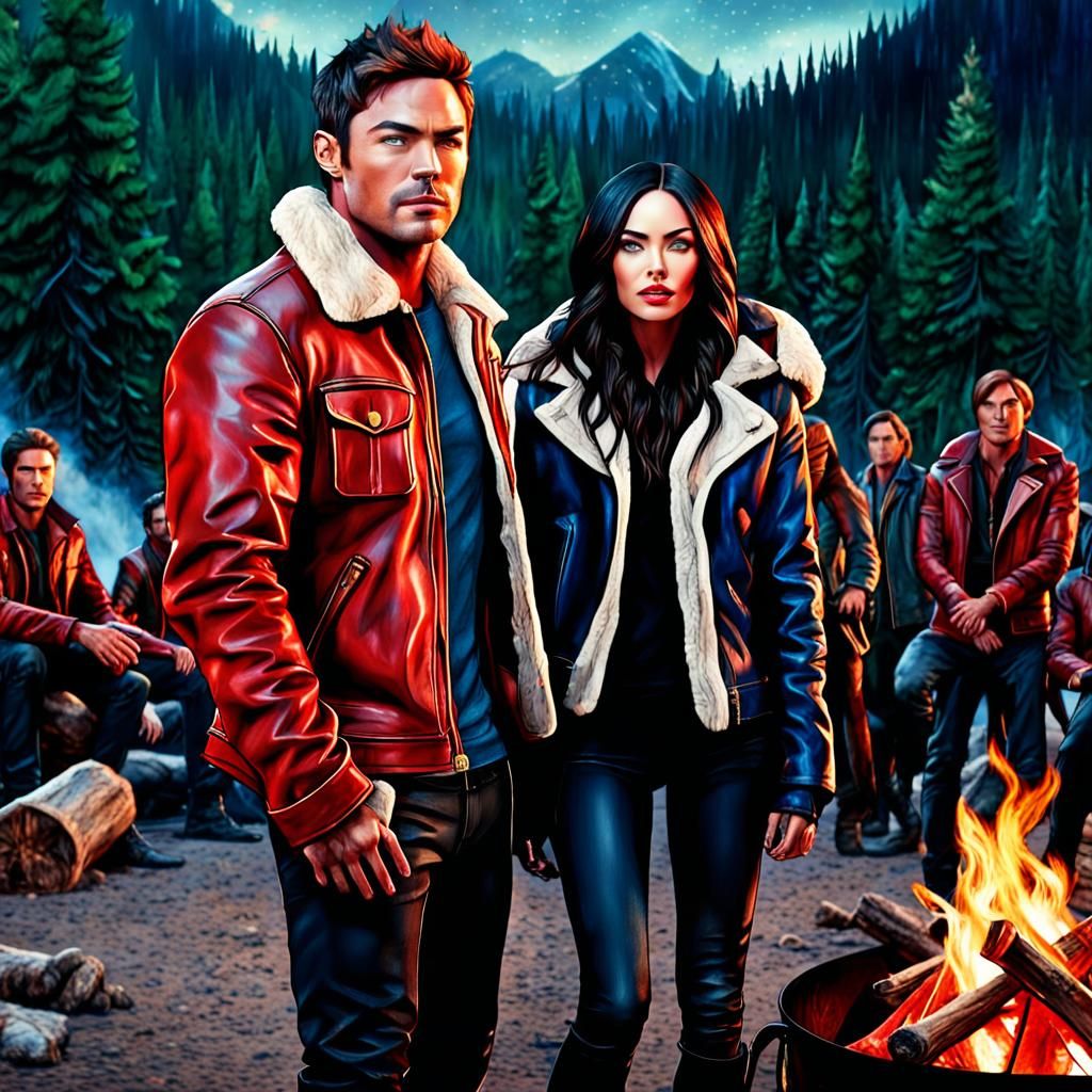 Campfire Scene with Actors in Cinematic Style