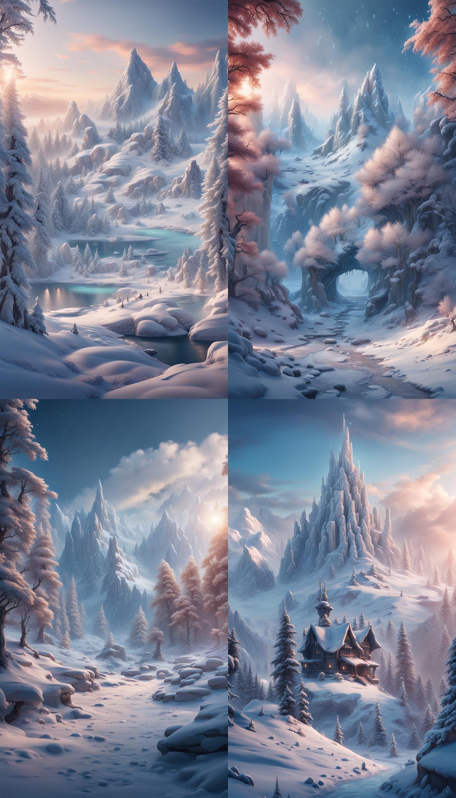 Snowy Landscape for Social Media, Detailed Matte Painting