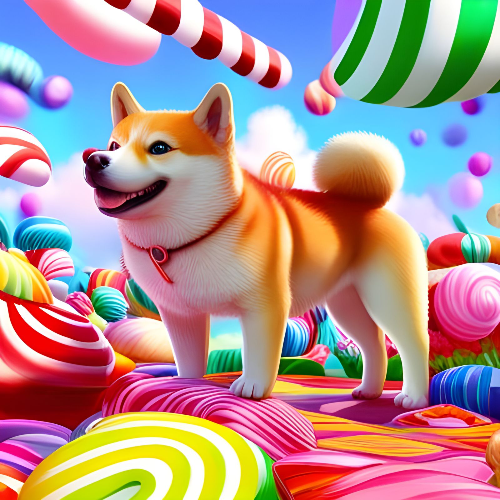 Whimsical Shiba Inu in Candy Art Style