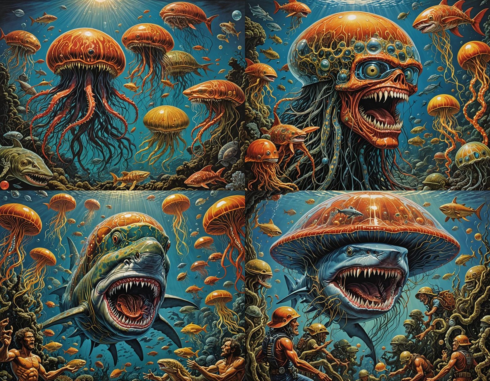 Surreal Hybrid Shark Jellyfish Mutant