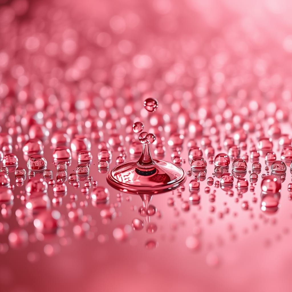 Rosé Wine Droplets on Crystal Glass Reflection