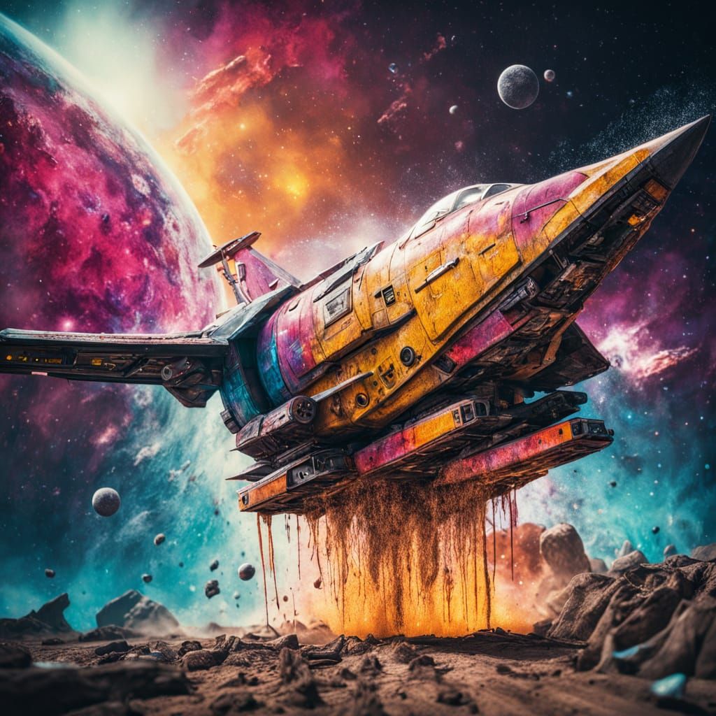 Futuristic Spaceship Departs Earth for Unknown Planet