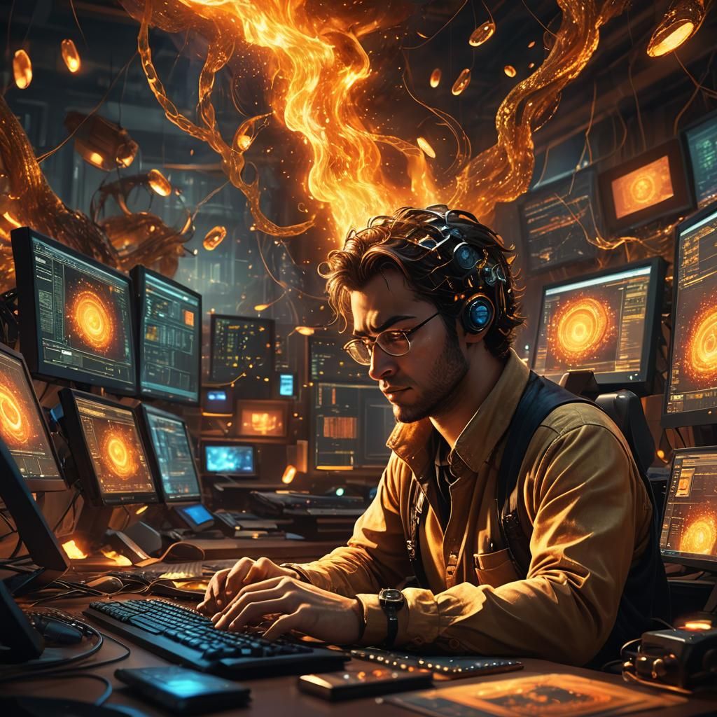 Fantasy IT Engineer Concept Art in Digital Style